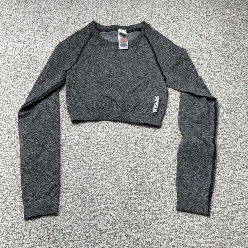 Women’s Gymshark Adapt Marl Seamless Gray Long Sleeve Crop Top Size Small S